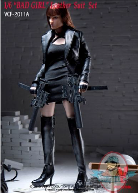 1/6 Scale Figure Accessories “BAD GIRL” Leather Suit Set Black