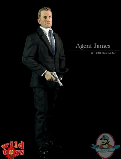 1/6 Scale Agent James Black Suit Set 12 inch Figure WT24B Wild Toys