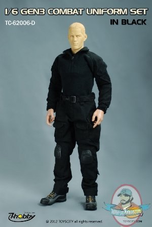 1:6 Scale Gen3 Combat Uniform Set in Black by Toys City