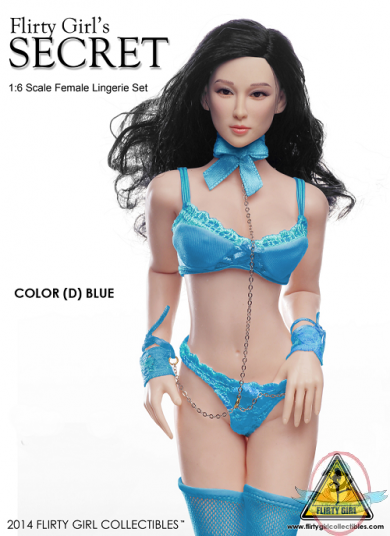1/6 Female Lingerie Set Secret Blue D for 12" Figures Flirty Girl 