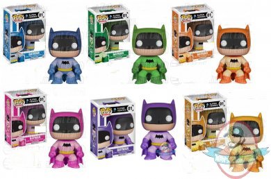 Dc Batman 75th Anniversary Rainbow Batman Pop! Set of 6 Figure Funko