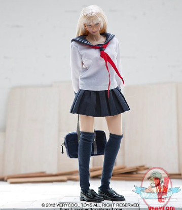 1/6 Figure Accessories Sailor High School Girl Uniform in Blue & White