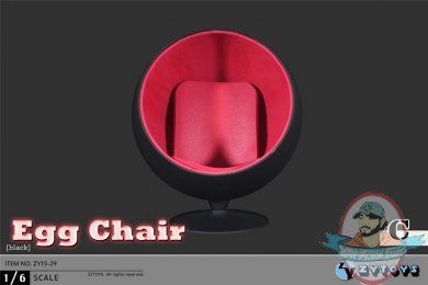 ZYTOYS 1:6 Accessories for 12" Figures Egg Chair in Black ZY-15-29C