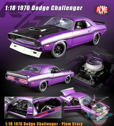 1:18 Scale 1970 Dodge Challenger Trans Am Plum Crazy by Acme