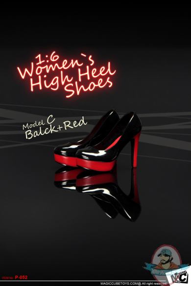 1/6 Accessory Women`s High Heel Shoes Black + Red MC-P052C Mc Toys