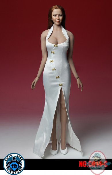 Super Duck 1/6 Figure Accessories Cheongsam V2 in White SUD-C014C