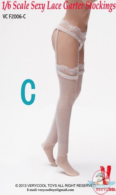 1/6 scale Sexy Lace Garter Stockings C White for 12 inch Figures