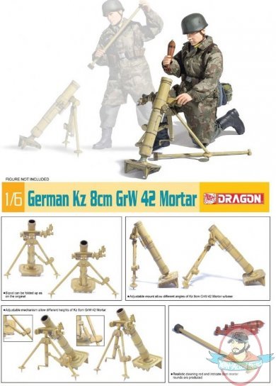 1/6 German Kz 8cm GrW 42 Mortar for 12 inch Figures by Dragon 