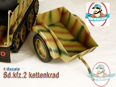 Toy Model 1/6 Metal Vehicle Sd.Kfz. 2 Kettenkrad Trailer Camo