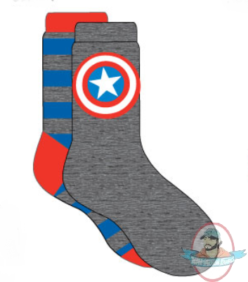 Marvel Mens Crew 2 Pack Captain America Socks 