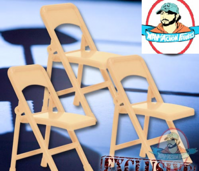 Special Deal 3 Tan Folding Chairs for Figures by Figures Toy Company