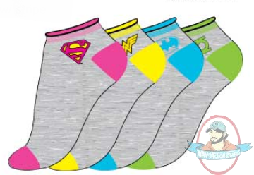 Dc Superheroes Comic Icons Women's 4 Pack Shorties Socks DCX0072S4