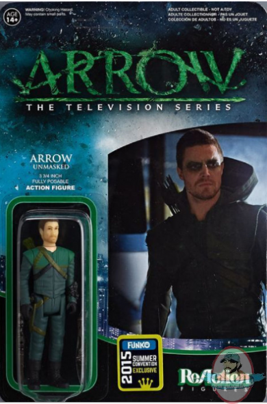 SDCC 2015 Arrow TV Series Green Arrow Unmasked ReAction 3 3/4" Funko