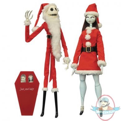 Nightmare Before Christmas Santa Jack and Sally Coffin Doll Set Nightmare Before Christmas Santa Jack and Sally Coffin Doll Set