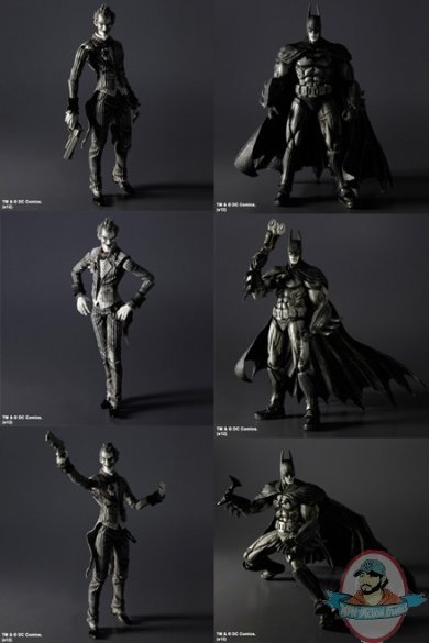 SDCC 2012 Batman Arkham Asylum Joker & Batman B&W Play Arts Kai Figure