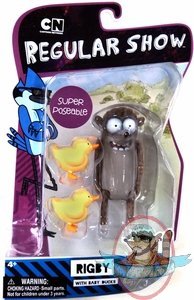 Regular Show 4" Rigby Super Poseable Figure w/ Baby Ducks by Jazwares