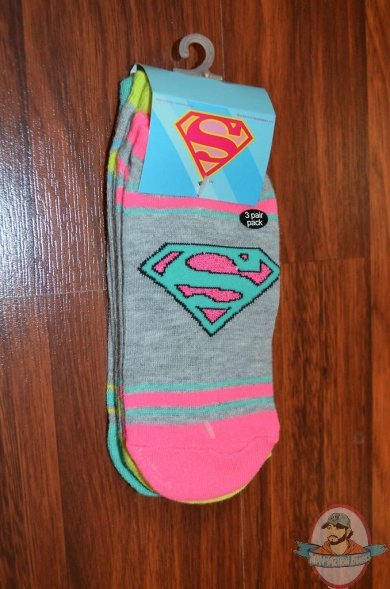 Dc Superheroes Superman Supergirl Logo 3Pack Socks DCX0492S3