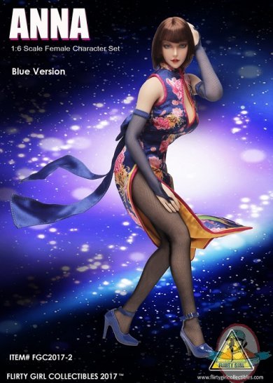 Flirty Girl’s 1:6 Female Qi Pao Character Set in Blue FGC-2017-2