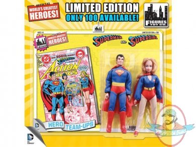 DC Retro 8" Limited Edition Two Pack  Superman & Supergirl Yellow Card