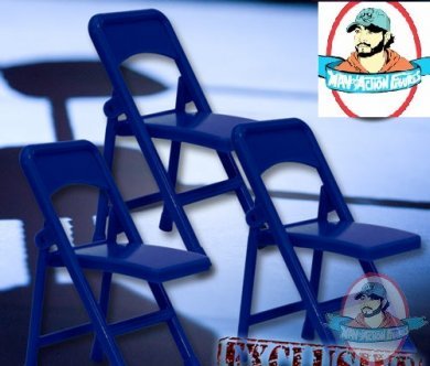 Special Deal 3 Dark Blue Folding Chairs for Figures by Figures Toy