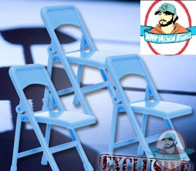 Special Deal 3 Light Blue Folding Chairs for Figures by Figures Toy 