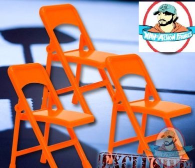 Special Deal 3 Orange Folding Chairs for Figures Figures Toy Company