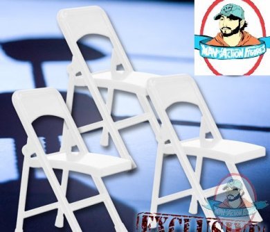 Special Deal 3 White Folding Chairs for Figures Figures Toy Company