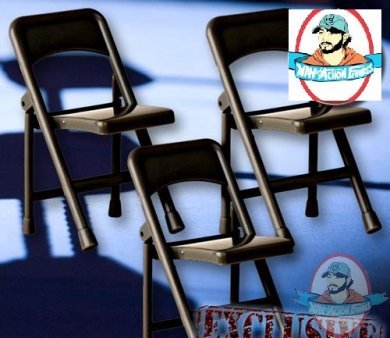 Special Deal 3 Black Folding Chairs for Figures by Figures Toy Company
