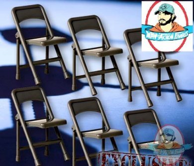 Special Deal 6 Black Folding Chairs for Figures Figures Toy Company
