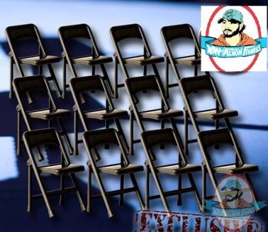 Special Deal 12 Black Folding Chairs for Figures Figures Toy Company