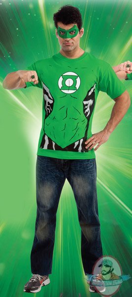 Mens Green Lantern Shirt , Eye Mask and Ring Set by Rubies 