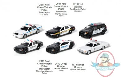 1:64 Die Cast Police Vehicles Hot Pursuit 10 Set of 6 by Greenlight 