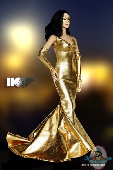 1:6 Accessories Shimmering Evening Dress in Golden HP-022 HotPlus