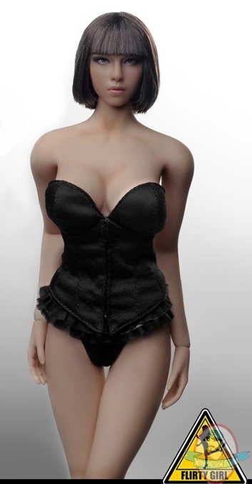 Flirty Girls 1:6 Accessories Corset Lingerie Set in Black FGC-2015-22A