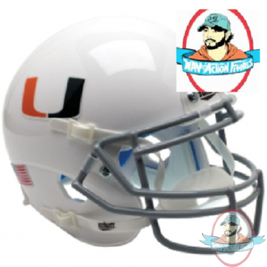 Miami Hurricanes Mini XP Authentic White Helmet Gray Bars Schutt