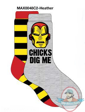 Marvel Mens Crew 2 Pack SuperHeroes Iron Man Socks MAX0048MC2 Heather