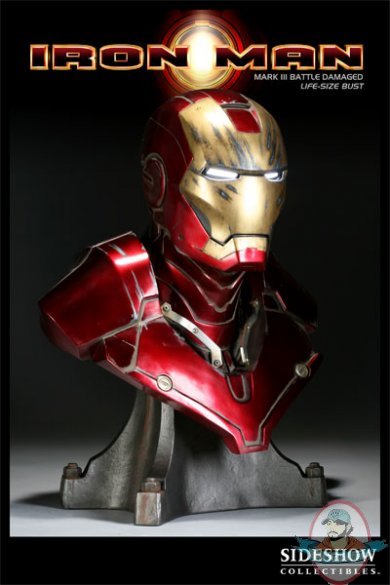 Iron Man - Battle Damaged Life-Size Bust by Sideshow Collectibles