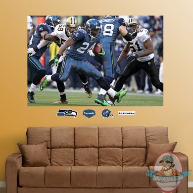  Fathead Marshawn Lynch In Your Face Wildcard Mural Seattle Seahawks NFL