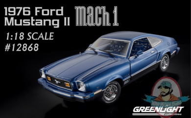 1:18 1976 Ford Mustang II Mach 1 Blue & Black Greenlight