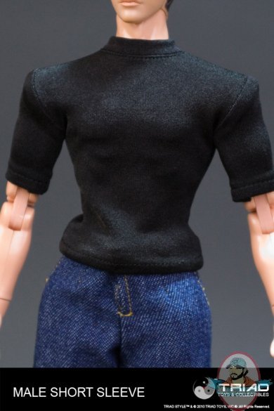 Male Black T-Shirt for 12 inch Figures by Triad Toys