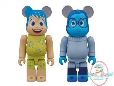Disney Inside Out BearBrick Joy & Sadness 2 Pack by Medicom 