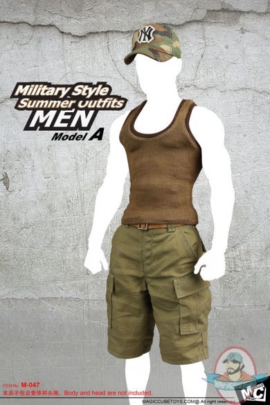 1/6 Figure Accessory Military Style Summer Outfits For Men Model A Tan