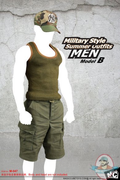 1/6 Figure Accessory Military Style Summer Outfits For Men Model B 