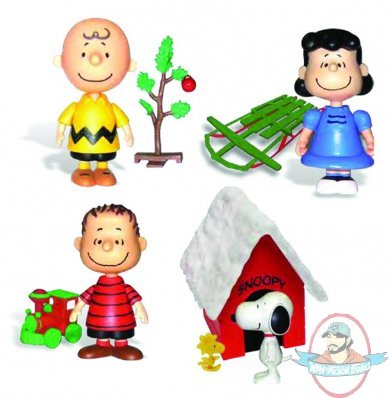 Peanuts 2011 Christmas Deluxe Poseable Figure Set of 4