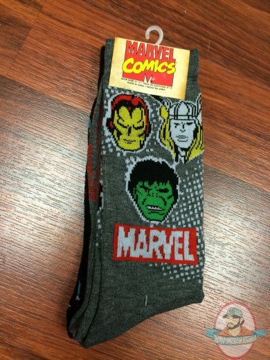 Marvel Mens Crew 2 Pack Socks Avengers MAX0358MC2 Black/Grey
