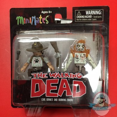 Walking Dead MiniMates CARL GRIMES and BURNING ZOMBIE 