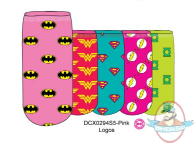 DC Women's 5 Pair Pack Shorties Socks DCX0294S5 Pink Logos Superman 