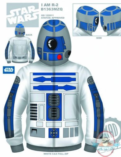 Star Wars R2D2 Mad Engine I Am R2 D2 Costume Hoodie Medium