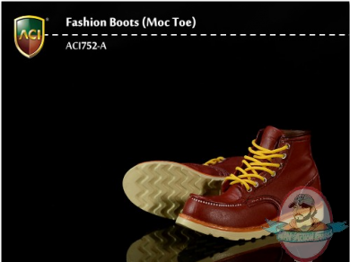 1/6 ACI Toys Fashion Boots Series 5 Moc Toes Red Brown 