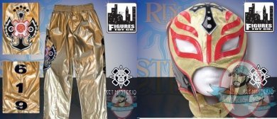 WWE Rey Mysterio Kid Size Gold Replica Pants & Gold and Red Mask